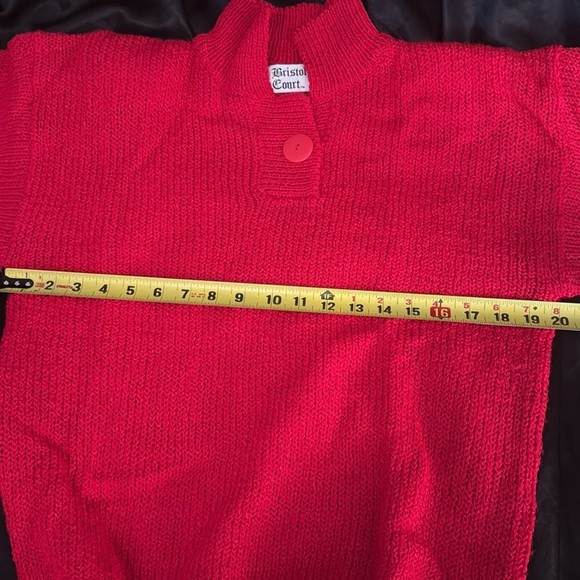 Bristol Court 70's Ski Sweater | Vintage Red Stand Collar Knit Sweater - Picture 6 of 9